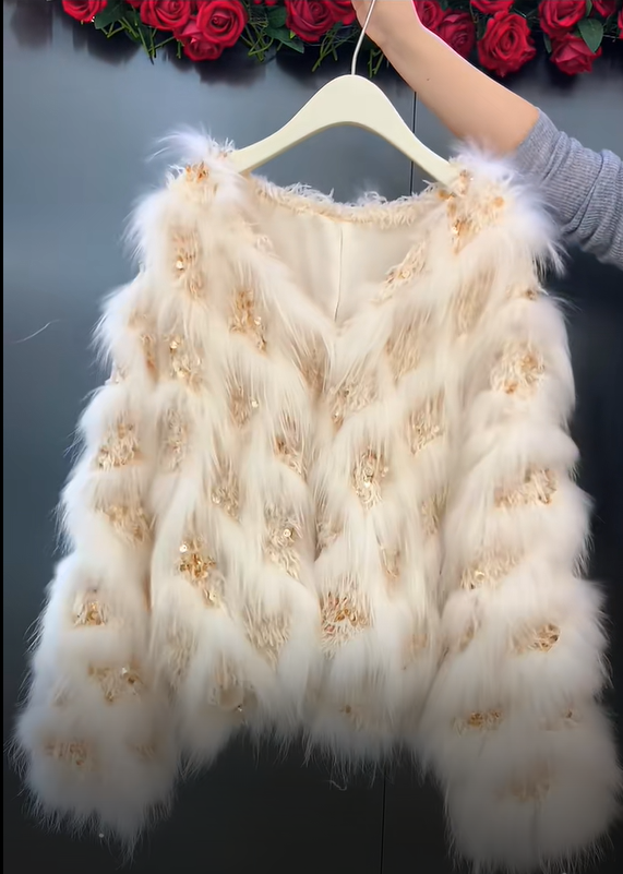 Fashion Golden Touch Fur Coat