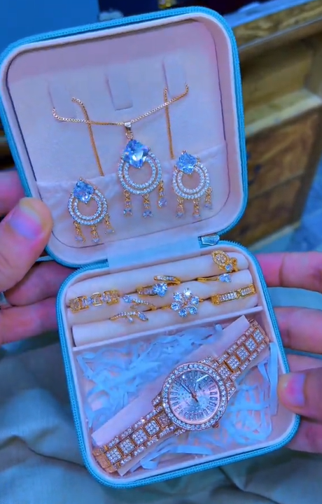 Diamond Watch Jewelry Set
