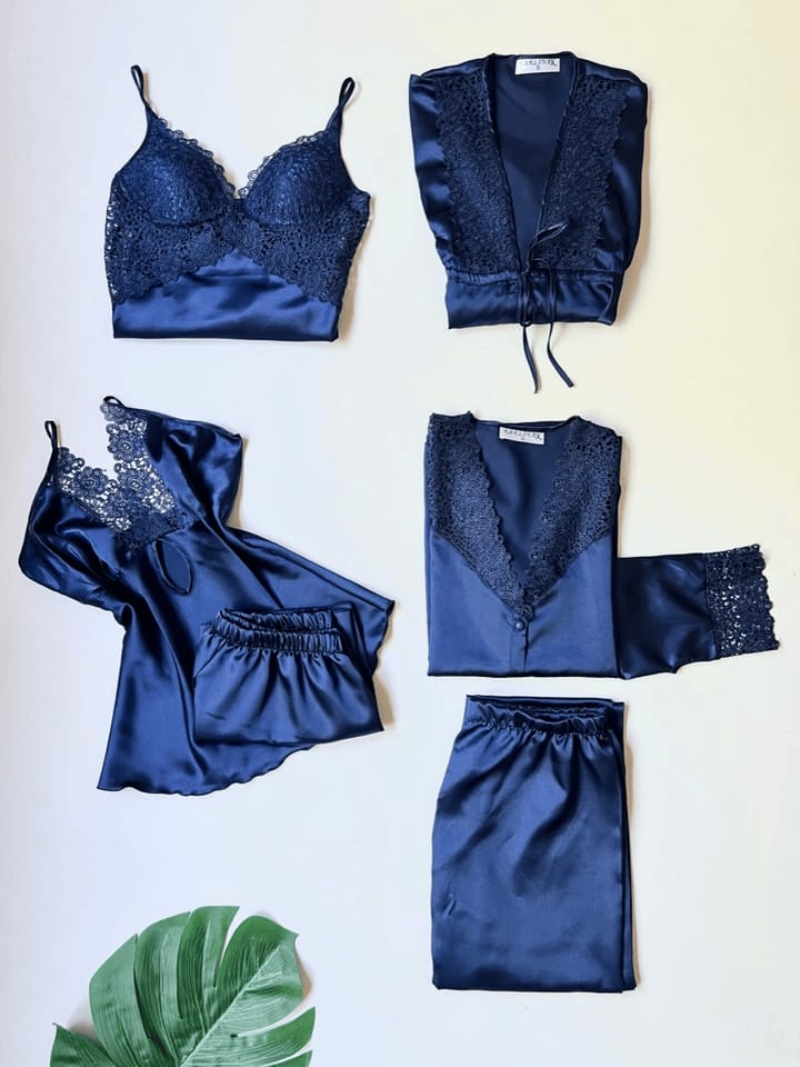6-in-1 Satin Nightwear - 2 Colours