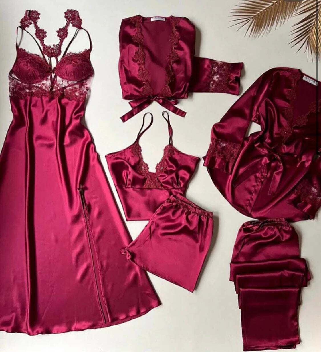 6-in-1 Satin Nightwear – Every Night, a New Look Soft. Stylish.All in One Set.