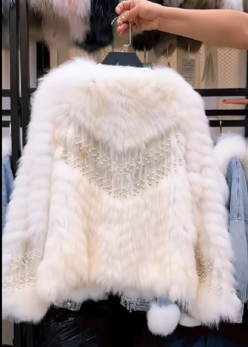 Luxury white Faux Fur Coat